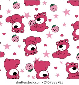 design graphic bear and strawberry vector art
