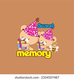 design graphic bear sweet memeory vector