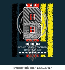 design graphic Berlin city,vector typography artistic concept for modern t-shirt print,art illustration,letter style