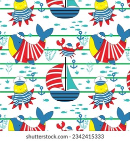 design graphic boats and fish vector