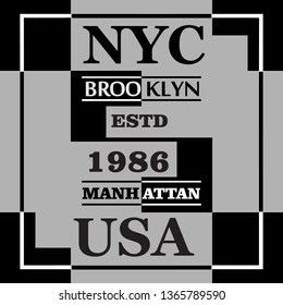Design graphic brooklyn city,  vector typography artistic concept, t-hirt print illustration art