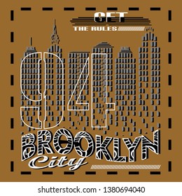 design graphic Brooklyn city,vector typography artistic concept for trendy t-shirt print,illustration art,letter style