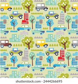 design graphic car in the garden vector art