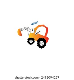 Arte vectorial gráfico del trabajador del coche del diseño