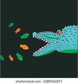 ilustrador vectorial de cocodrilo gráfico de diseño