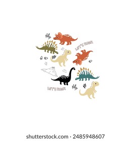 design graphic dino saurus lets roarr vector