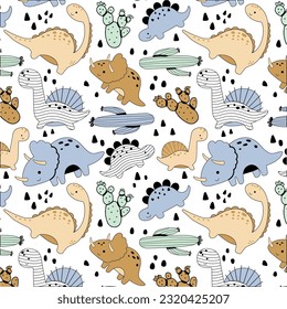 design graphic dinosaurus and cactus tree