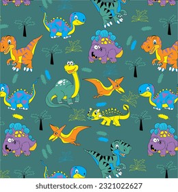 design graphic dinosaurus in garden vector art