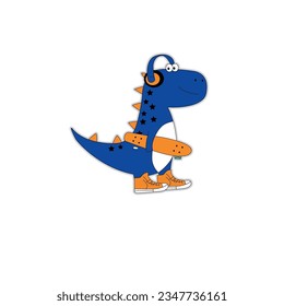 design graphic dinosaurus skater vector