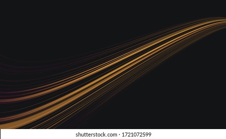 Design graphic element, golden lines forming path of light, wallpaper cover dynamic composition