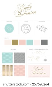 DESIGN GRAPHIC ELEMENTS PASTEL BRAND IDENTITY  Custom Brand Identity Package | Branding business pack | Logo Design | Business Card, Watermark, Pattern, Stamp.