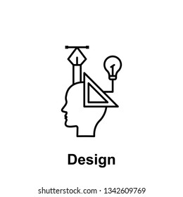 Design, graphic, head icon. Element of creative thinkin icon witn name. Thin line icon for website design and development, app development. Premium icon
