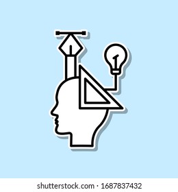 Design, graphic, head sticker icon. Simple thin line, outline vector of Creative thinking icons for ui and ux, website or mobile application