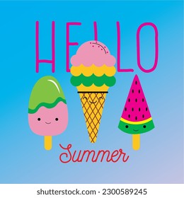 design graphic hello summer art vector