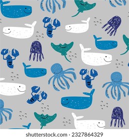 design graphic jellyfish and shrimp vector