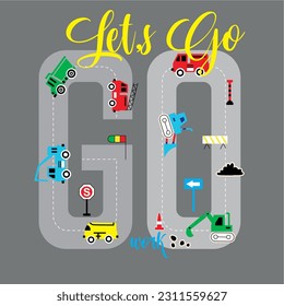 design graphic lets go work  vector art