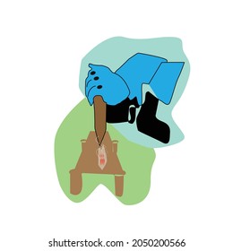 design graphic make a fire by rubbing sticks of wood backgrounds print vector illustration