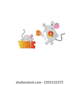 design graphic mouse and cake vector