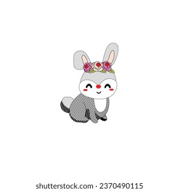 design graphic rabbit and flower vector