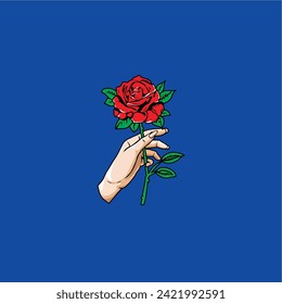 design graphic rose flower in hand vector