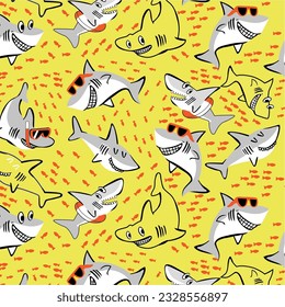 design graphic shark wearing glasses vector