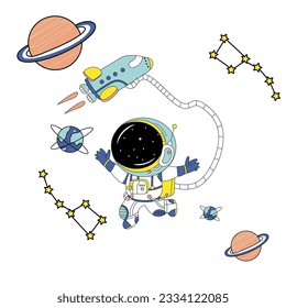 design graphic space flying astronaut vector