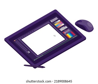 dispositivo isométrico de tableta gráfica de diseño