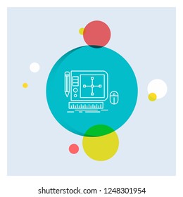 design, Graphic, Tool, Software, web Designing White Line Icon colorful Circle Background
