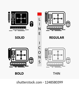 design, Graphic, Tool, Software, web Designing Icon in Thin, Regular, Bold Line and Glyph Style. Vector illustration