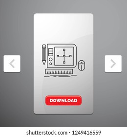 design, Graphic, Tool, Software, web Designing Line Icon in Carousal Pagination Slider Design & Red Download Button