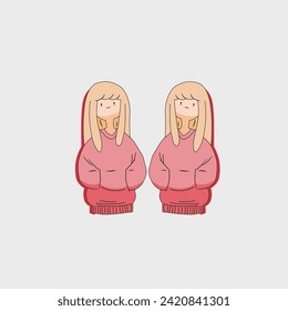 design graphic twins doll vector art