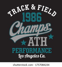 Design-Grafik-Vektorchamps athletisch für T-Shirt