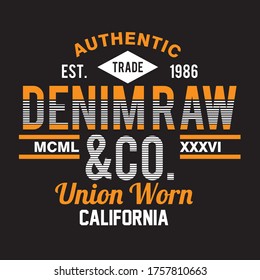 Diseño gráfico vectorial denim tipografía cruda para camisetas