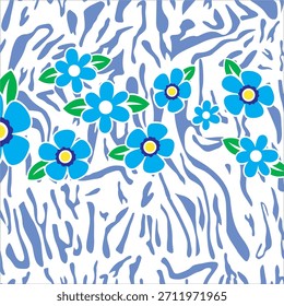 design graphic vector full baground motif zebra and flower