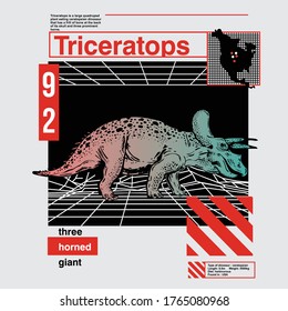 Design graphic vector triceratops for t-shirt