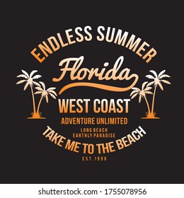 Design graphic vector typography Florida beach summer for t-shirt
