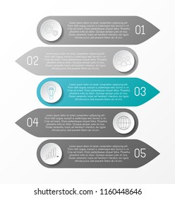 Design of gray infographic with icons. Vector.