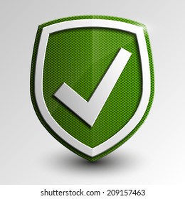 Design Green 3d Shield Checkmark Protect Vector Security Protect