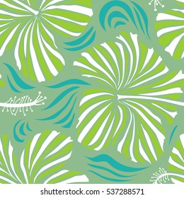 Design in green and blue colors for invitation, wedding, greeting card, textile, prints, fabric. Vector hibiscus floral pattern. Watercolor hand drawing style. Floral seamless pattern hibiscus flowers