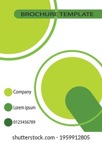 Design a green brochure template with editable text and add-on images. With a circle pattern and a minimalist background design.