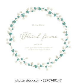 Design with green circle frame and invitation card. Template of the wedding invitation, cards. Abstract watercolor floral frame background vector. Watercolor invitation design with leaves, flower. 