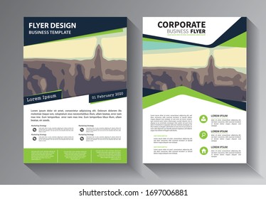 design green flyer business template, layout, cover, brochure, annual report for design background company