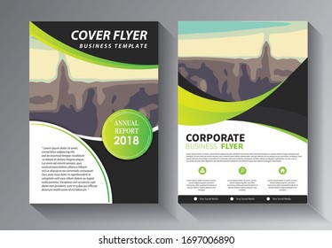 design green flyer business template, layout, cover, brochure, annual report for design background company