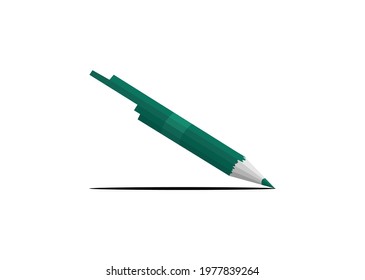 design of a green vector pencil, illustration, flat, perspective