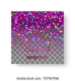 Design of a greeting card with bright falling confetti for Christmas decoration