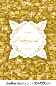 design of greeting card, certificate, invitation and etc with place for text and gold texture, vector