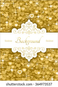 design of greeting card, certificate, invitation and etc with place for text and gold texture, vector