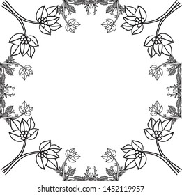 Design greeting card, pattern flower and leaf, with decor of frame. Vector