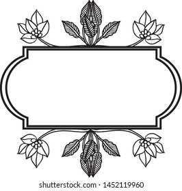 Design greeting card, pattern flower and leaf, with decor of frame. Vector