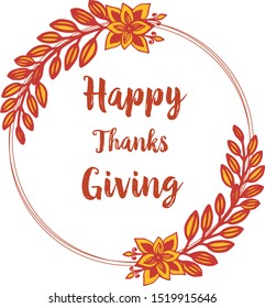 Design for greeting card thanksgiving, with art of autumn leaves frame. Vector